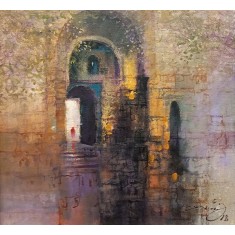 A. Q. Arif, 14 x 14 Inch, Oil On Canvas, Citiscape Painting, AC-AQ-613